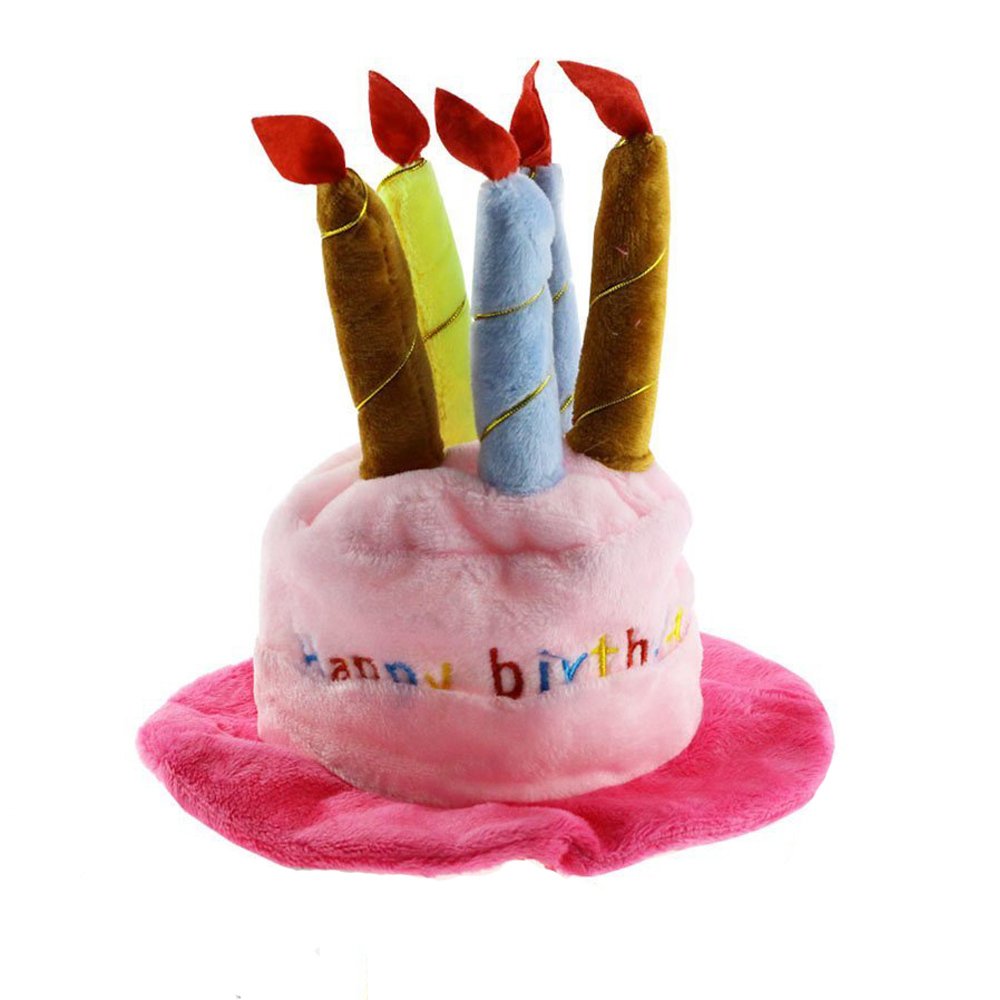 Dog Birthday Hat with Cake & Candles