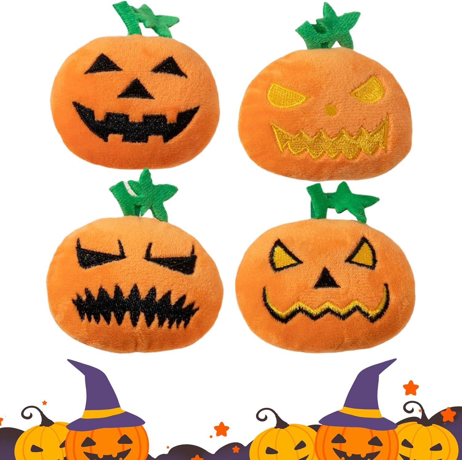 4 Squeaky Pumpkin Halloween Dachshund Toys