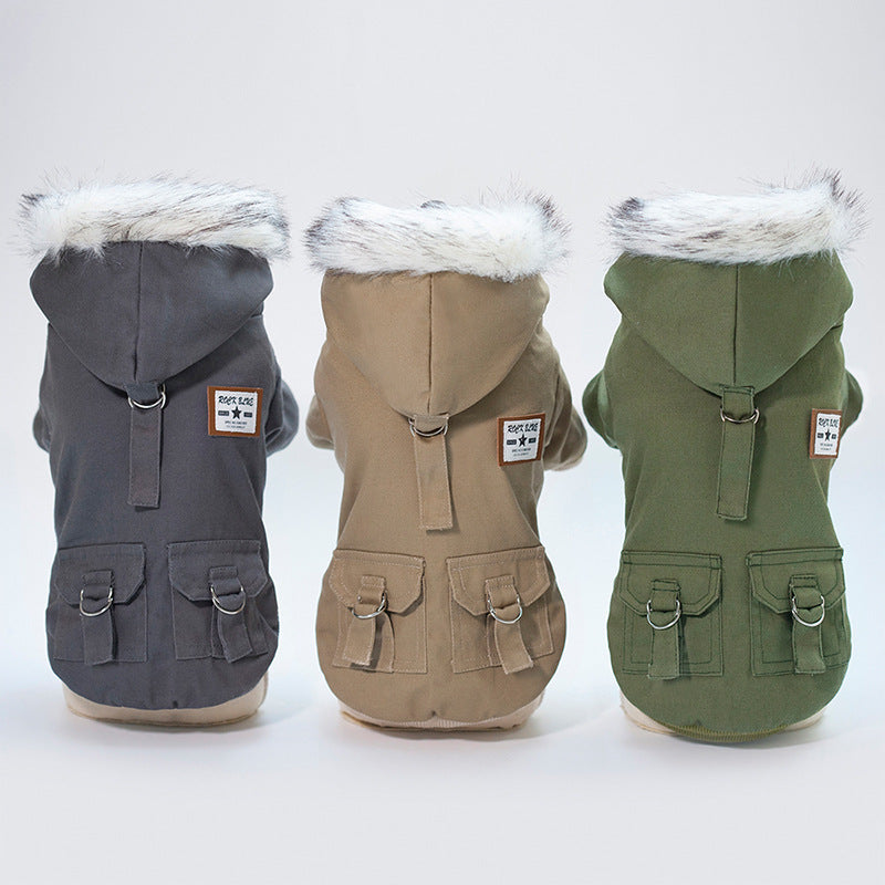 Military Green/Grey/Tan - Warm Winter Parka Dachshund Dog Jacket