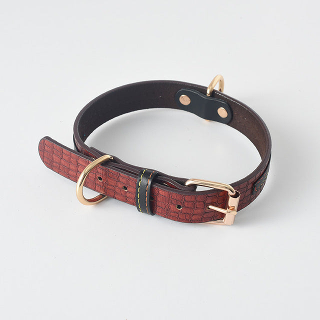 Red Pattern Leather Dachshund Dog Collar