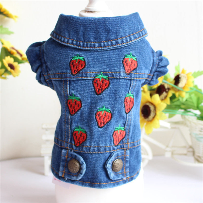 Strawberry Summer Denim Dachshund Dog Vest Jacket