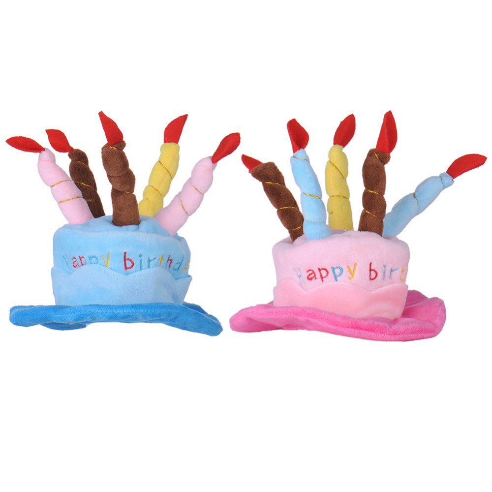 Dog Birthday Hat with Cake & Candles