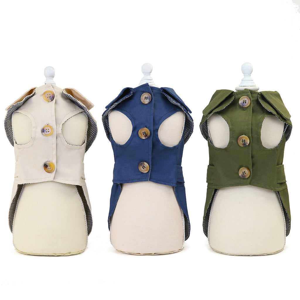 Navy Blue/Cream/Military Green - Sherlock Winter Dachshund Dog Jacket