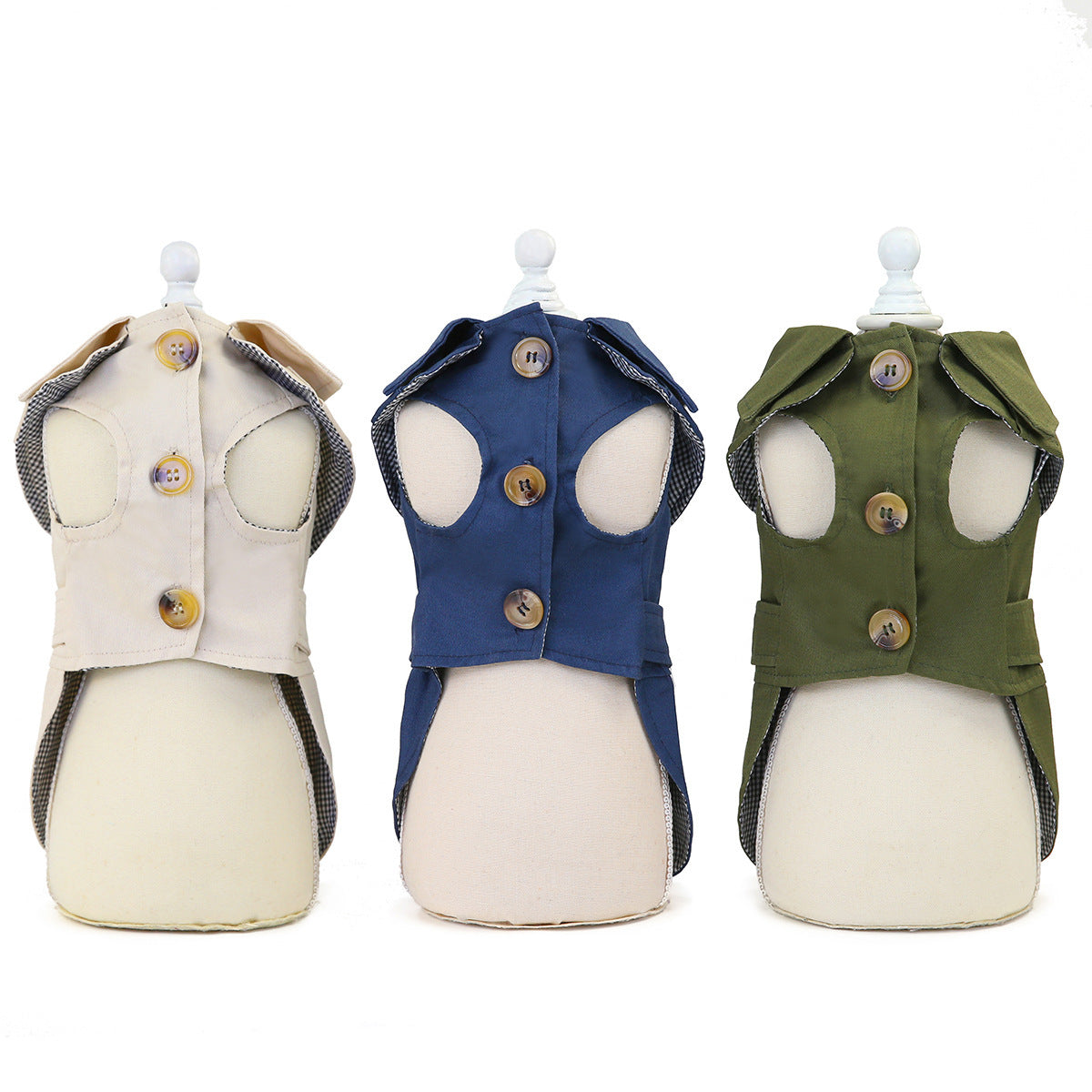 Navy Blue/Cream/Military Green - Sherlock Winter Dachshund Dog Jacket