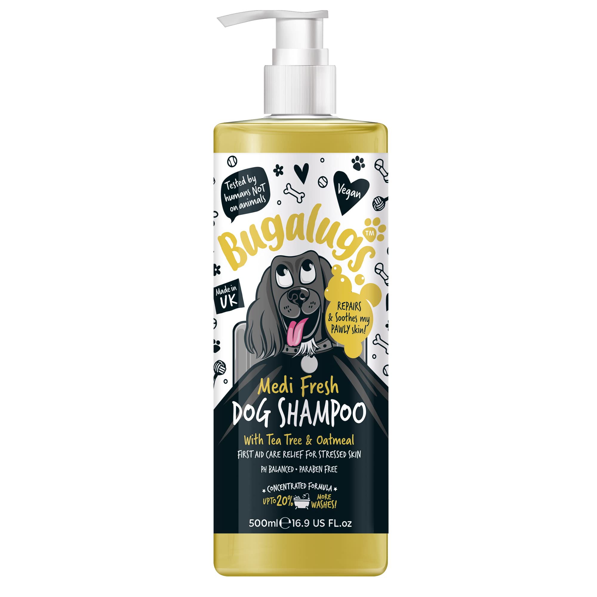 BUGALUGS Dachshund Shampoo for Itchy Skin, Medi Fresh Natural Safe Sensitive Formula - Soothing Skin Cooling For Skin Irritation and anti itch