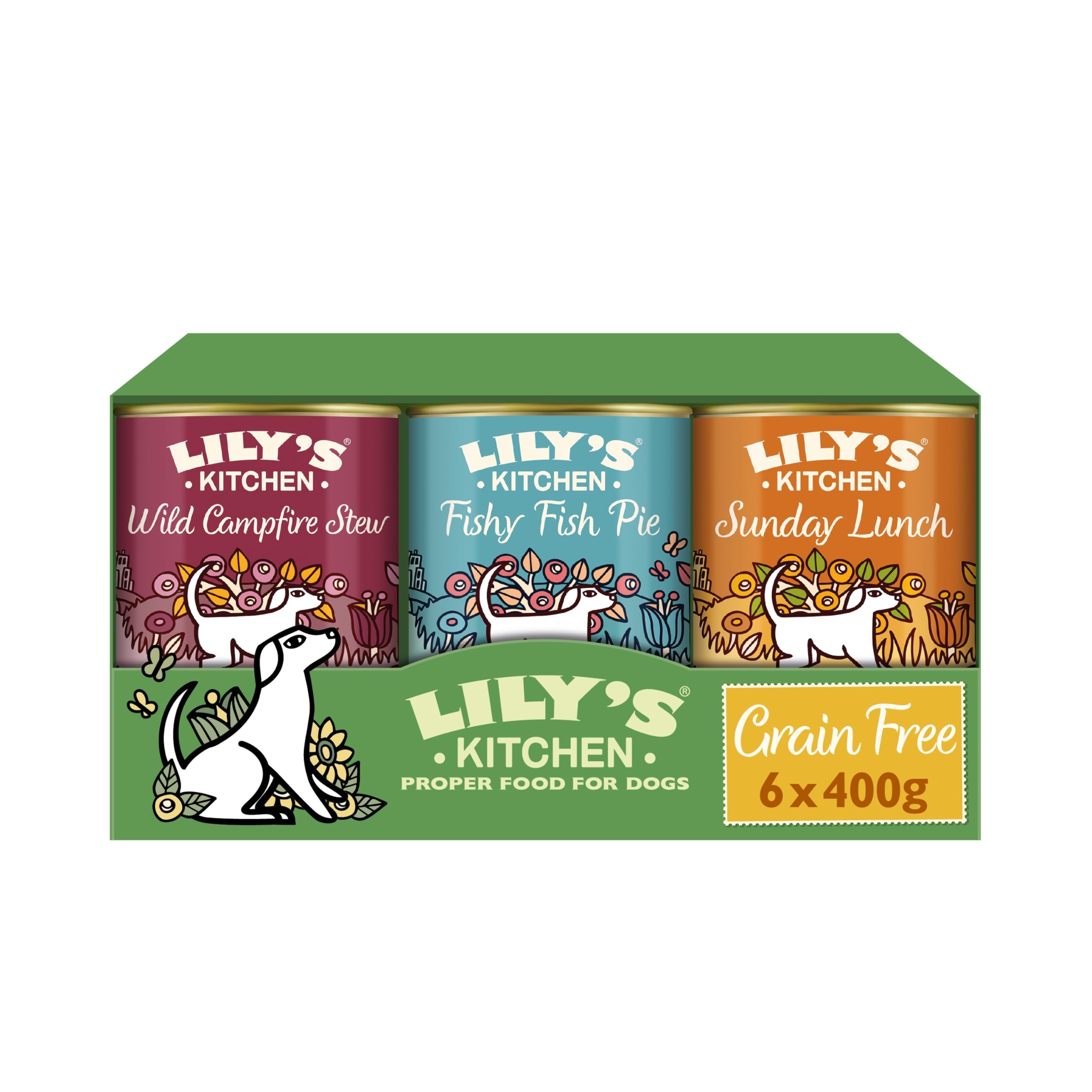 Lily's Kitchen Natural Adult Wet Dachshund Dog Food Tins Grain-Free Recipe Variety Pack 12x400g