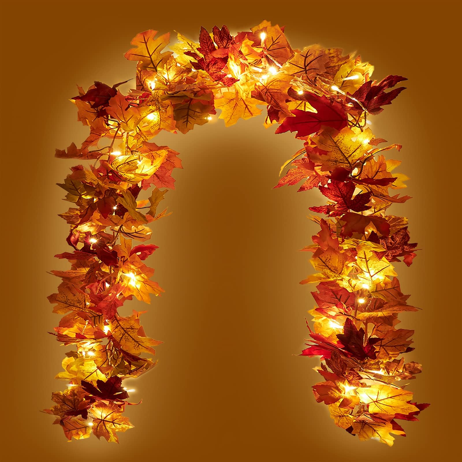 2 Pack Autumn Garland with LED Lights – 5.8ft