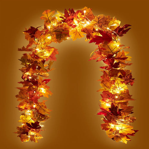 2 Pack Autumn Garland with LED Lights – 5.8ft