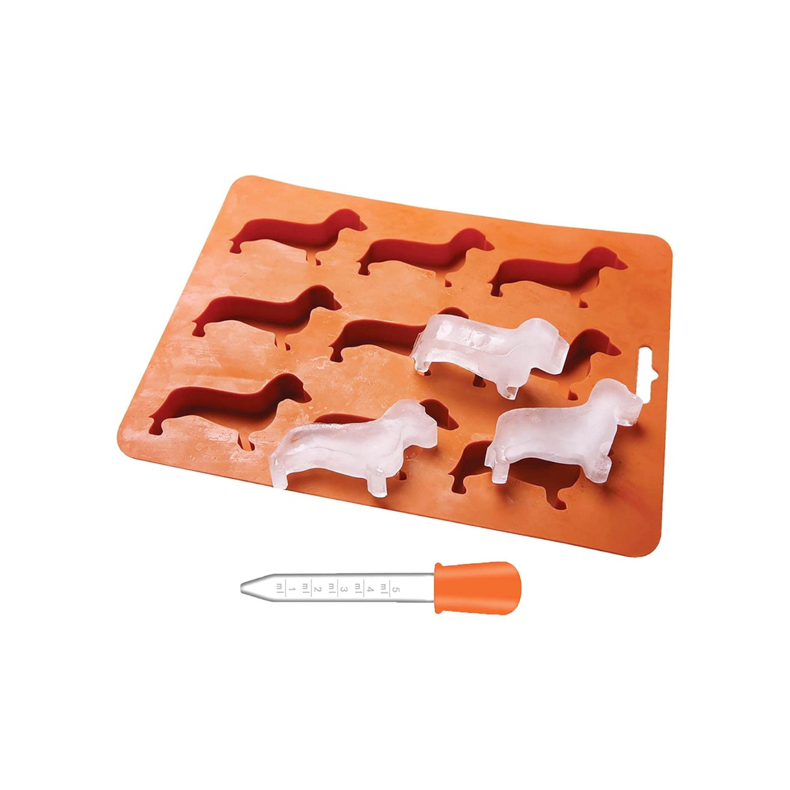Ice Cube Moulds shaped as a dachshund dog with dropper