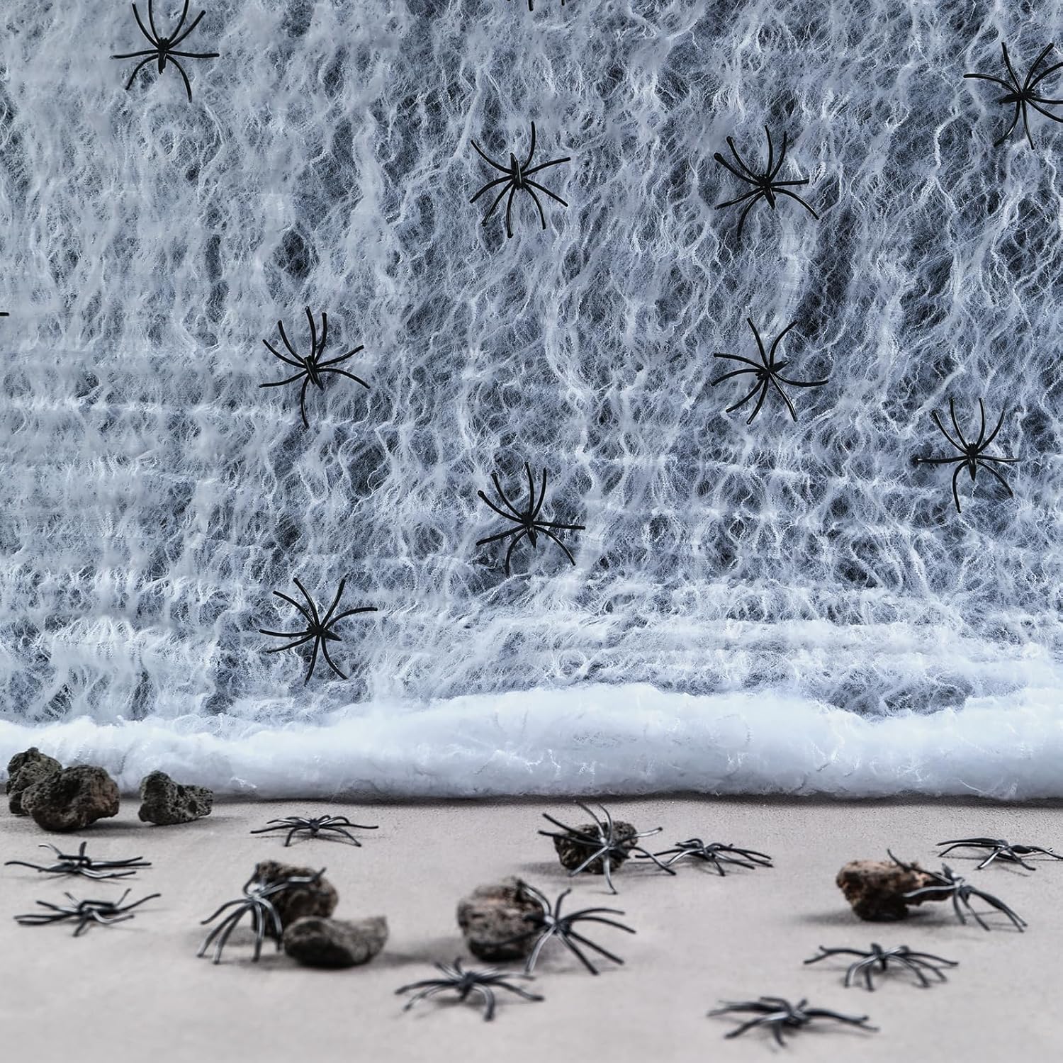Halloween Cobweb Spider Decorations Cobweb 40 pcs Fake Spiders 60g