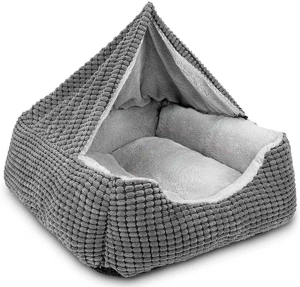 2-in-1 Covered Calming Dachshund Bed with Attached Blanket