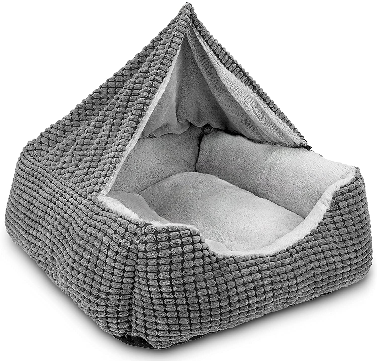 2-in-1 Covered Calming Dachshund Bed with Attached Blanket