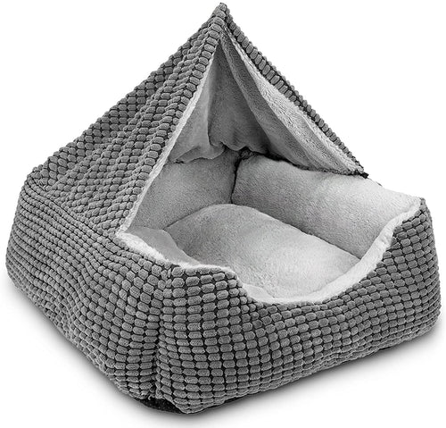 2-in-1 Covered Calming Dachshund Bed with Attached Blanket