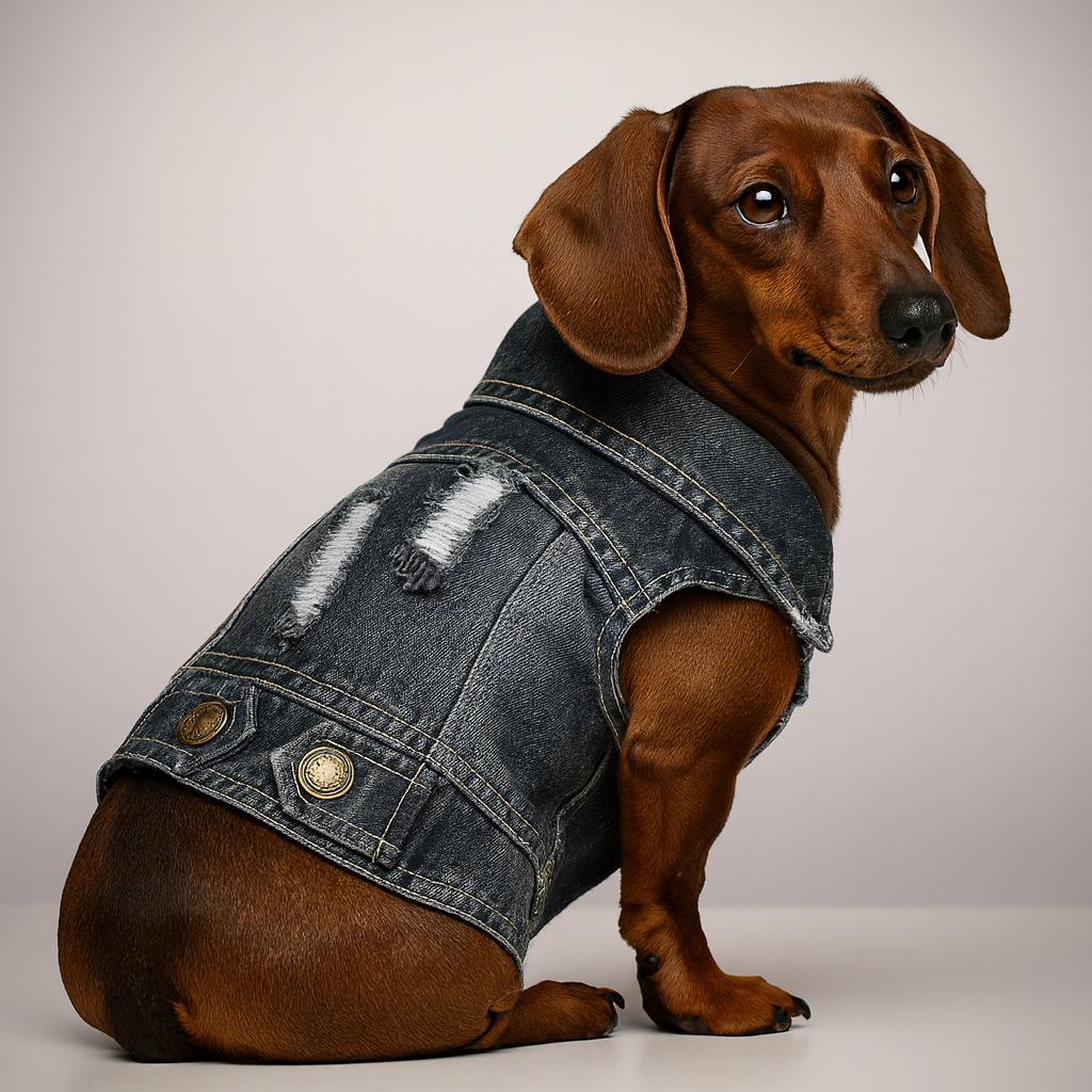 Black Summer Denim Dachshund Dog Vest Jacket