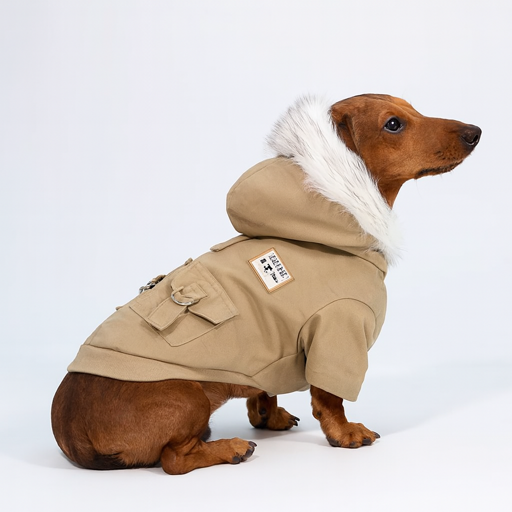 Military Green/Grey/Tan - Warm Winter Parka Dachshund Dog Jacket