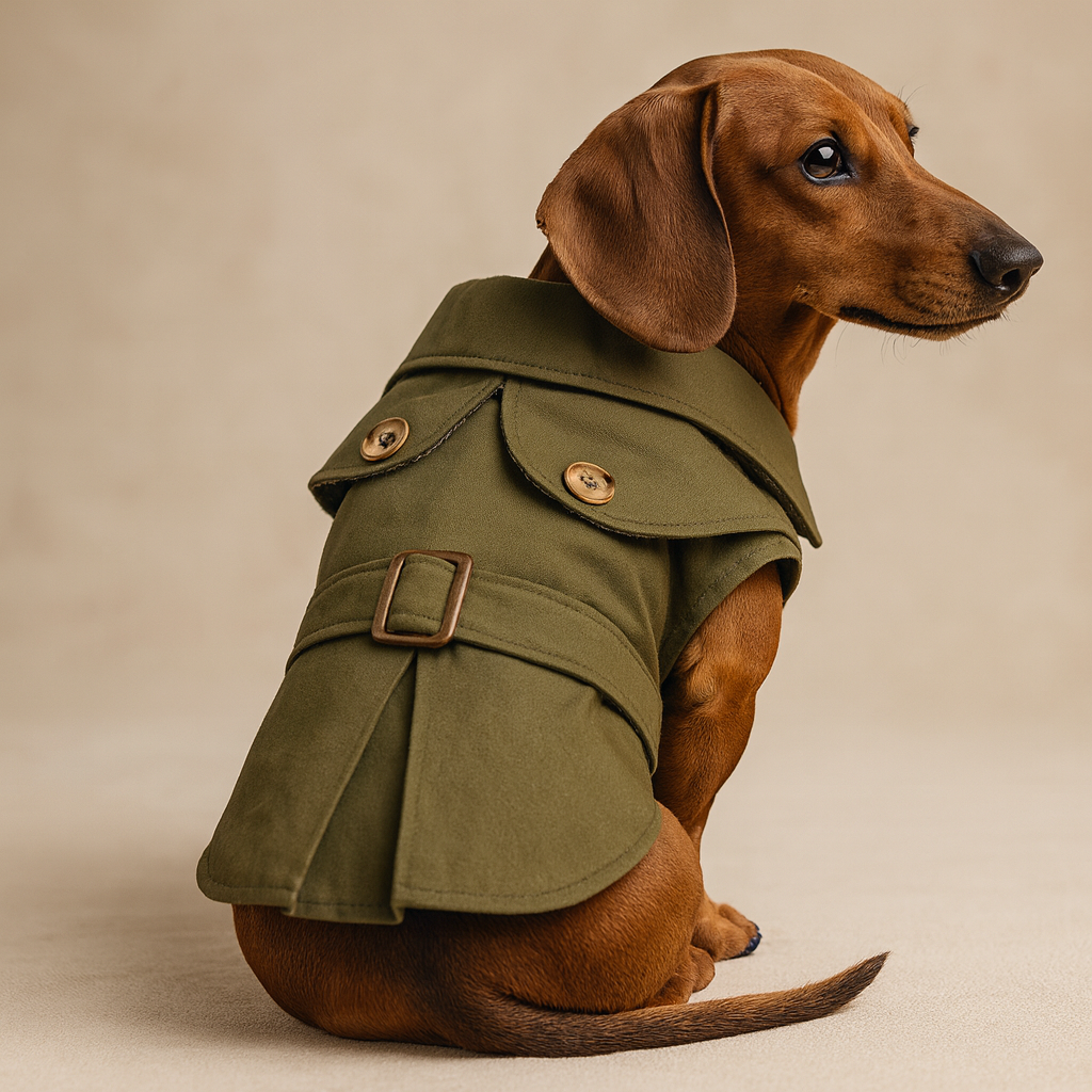 Navy Blue/Cream/Military Green - Sherlock Winter Dachshund Dog Jacket