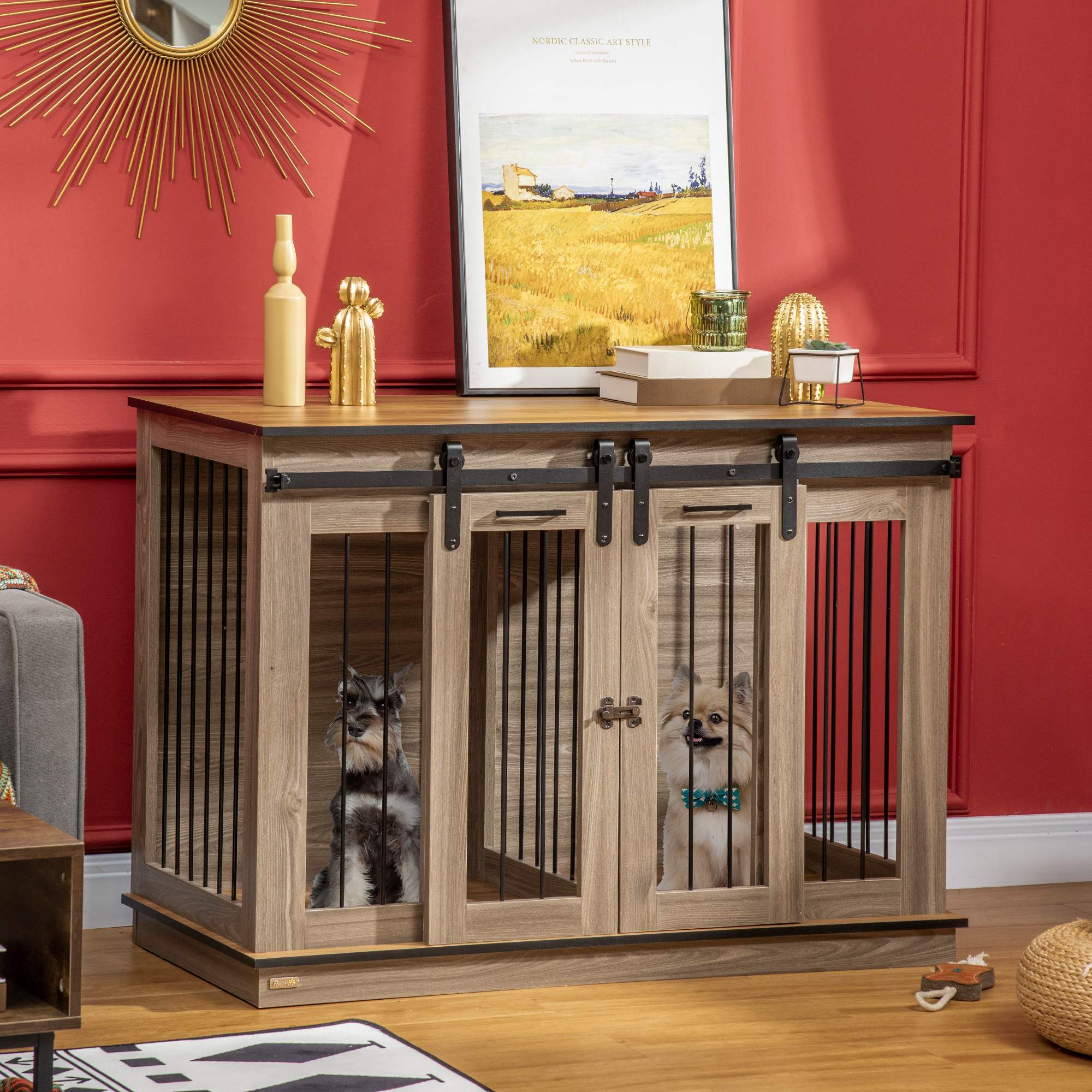 Dog Crate Furniture for Large Dogs, Double Dog Cage for Small Dogs-1