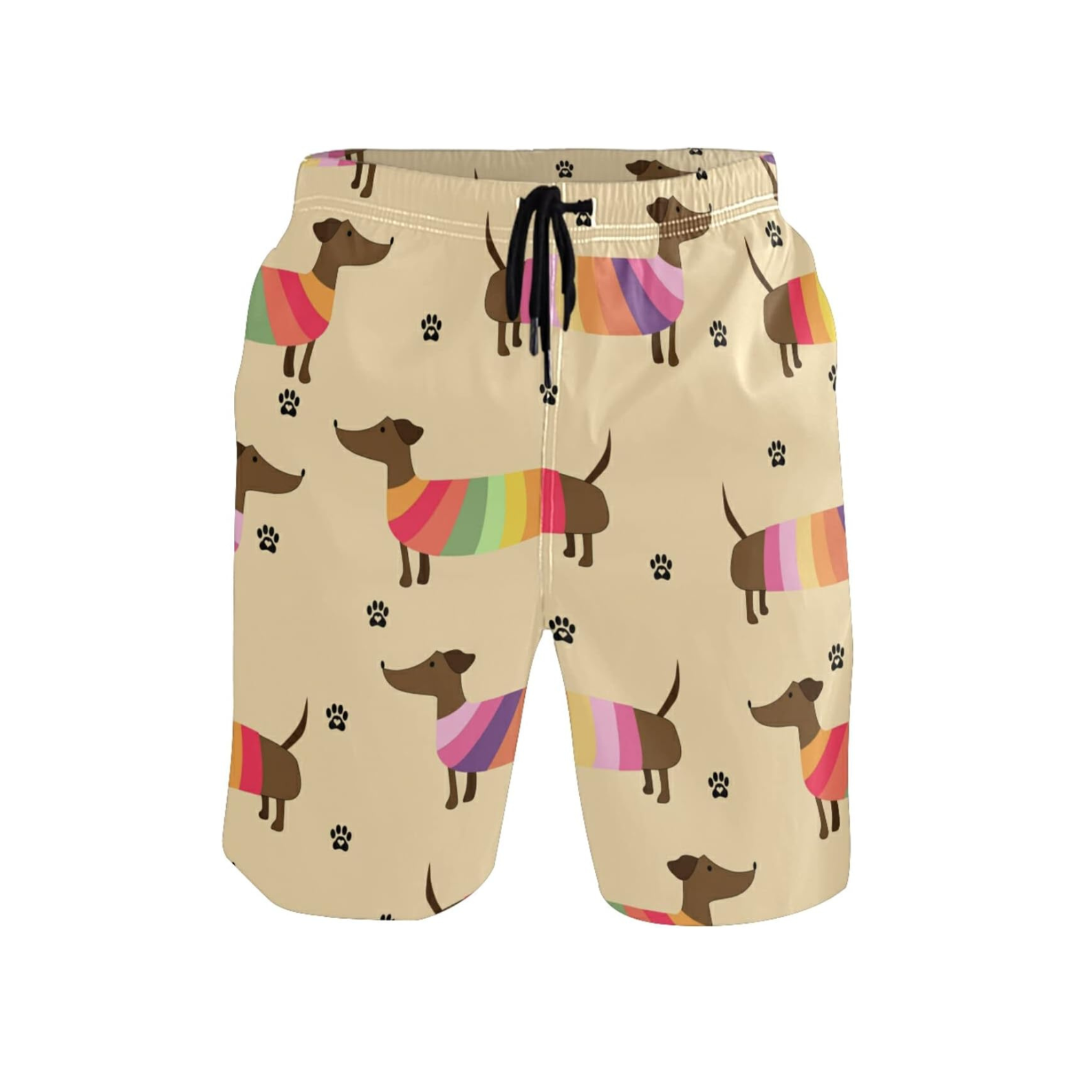 Men’s Dachshund Graphic Beach & Lounge Shorts – Quick-Dry Polyester