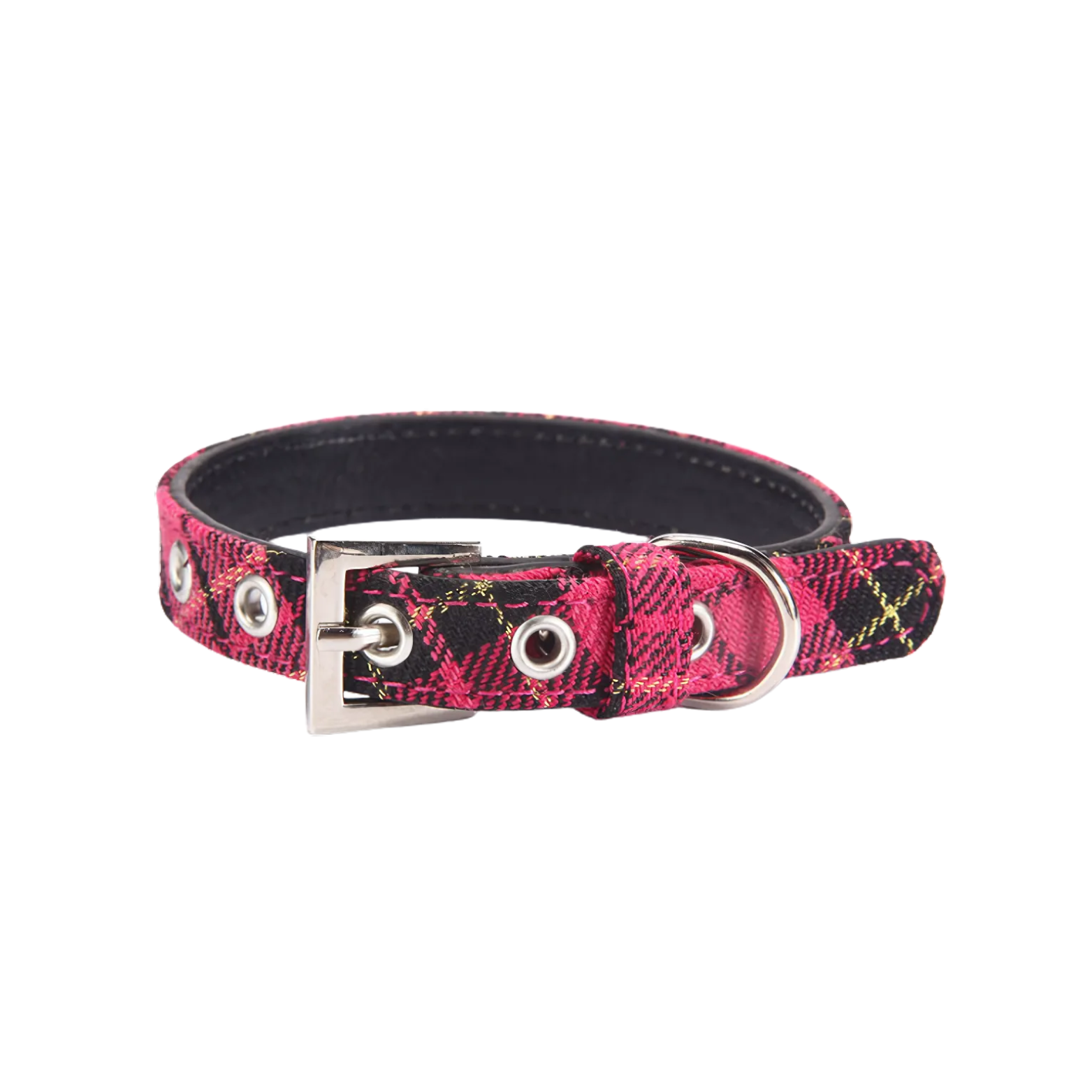 Spitfire Pink Tartan Leather Dachshund Dog Collar