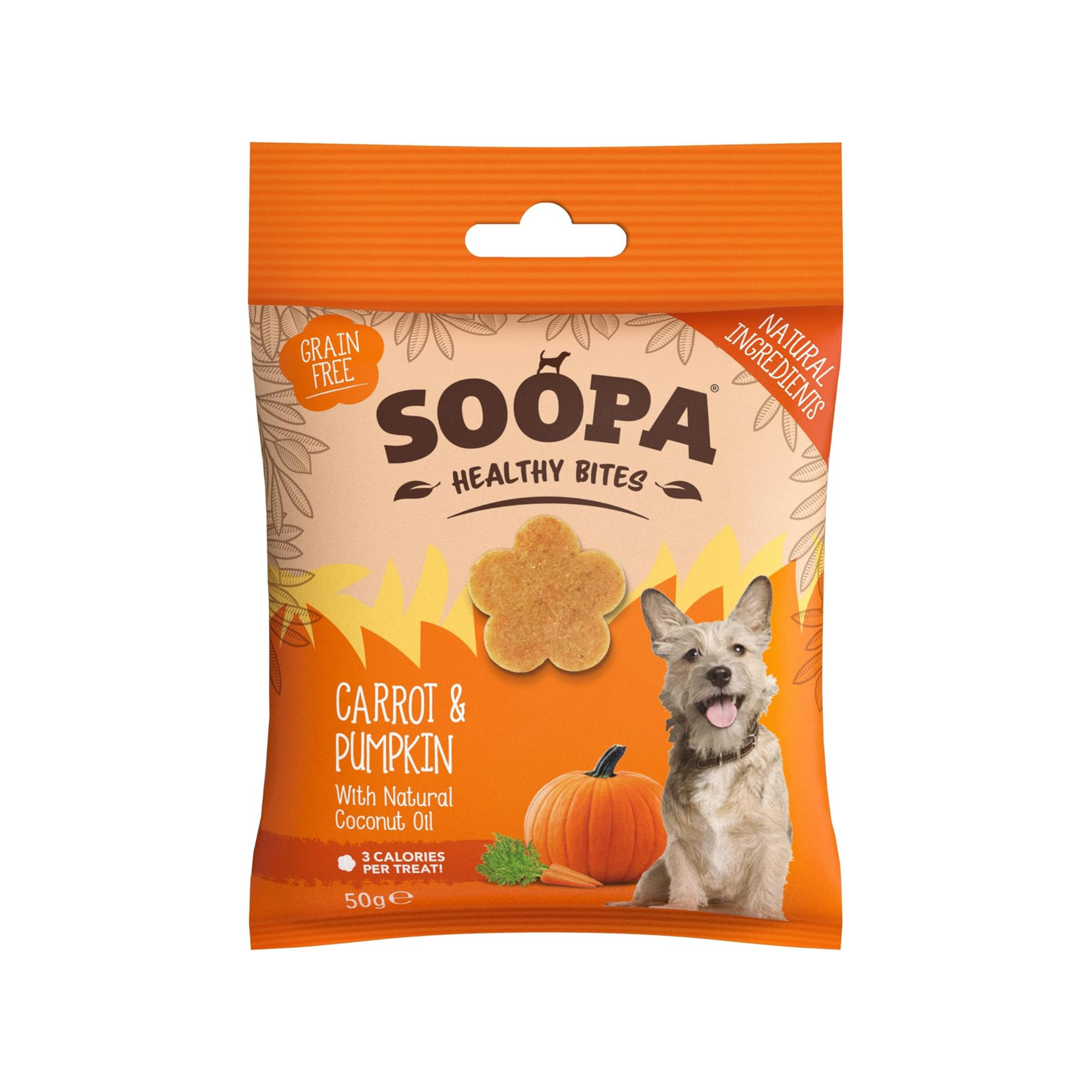 Soopa Halloween Pumpkin and Carrot Healthy Bites Dachshund Treat, 50 g
