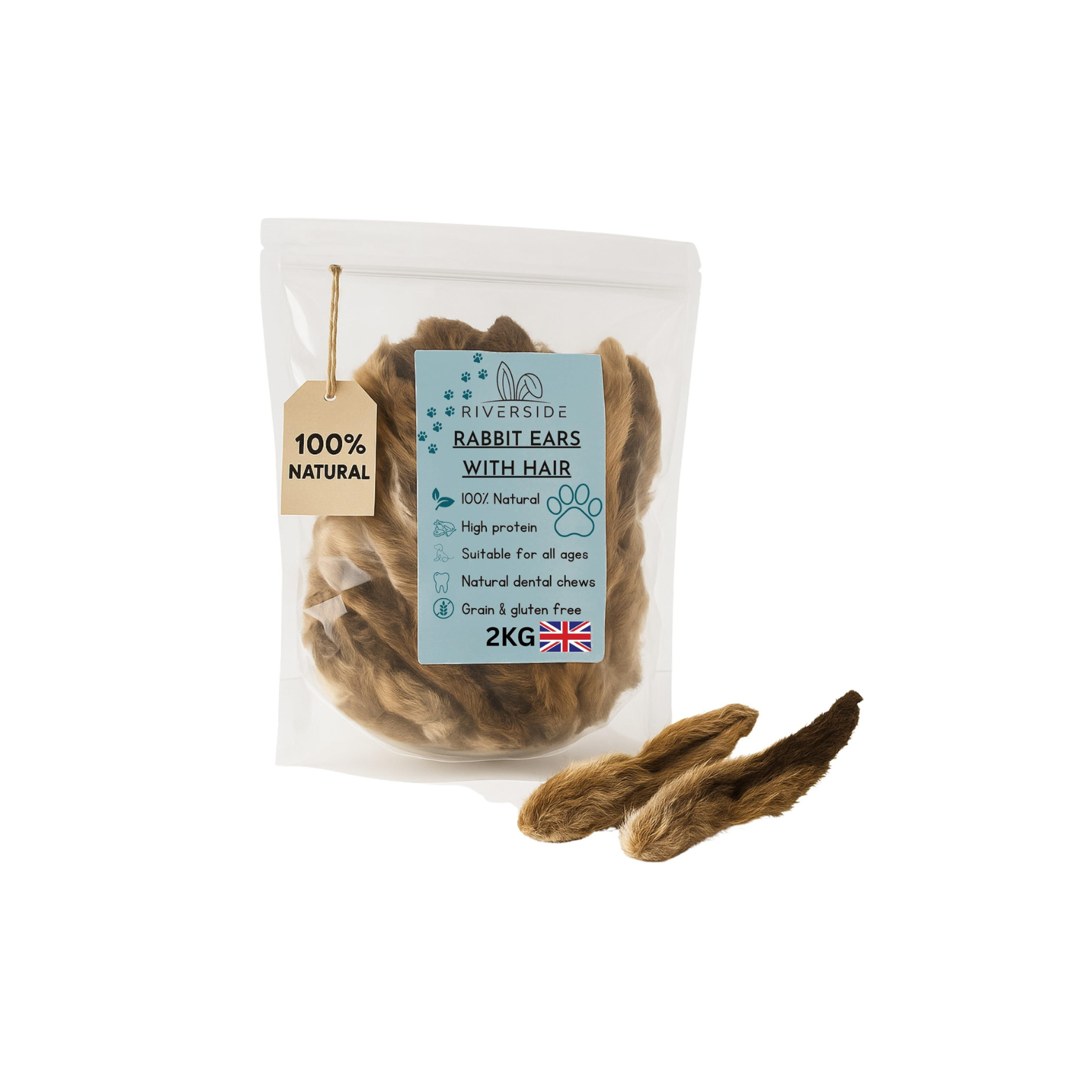 Rabbit Ears with Fur for Dachshunds - (1kg, 70-85 Ears)