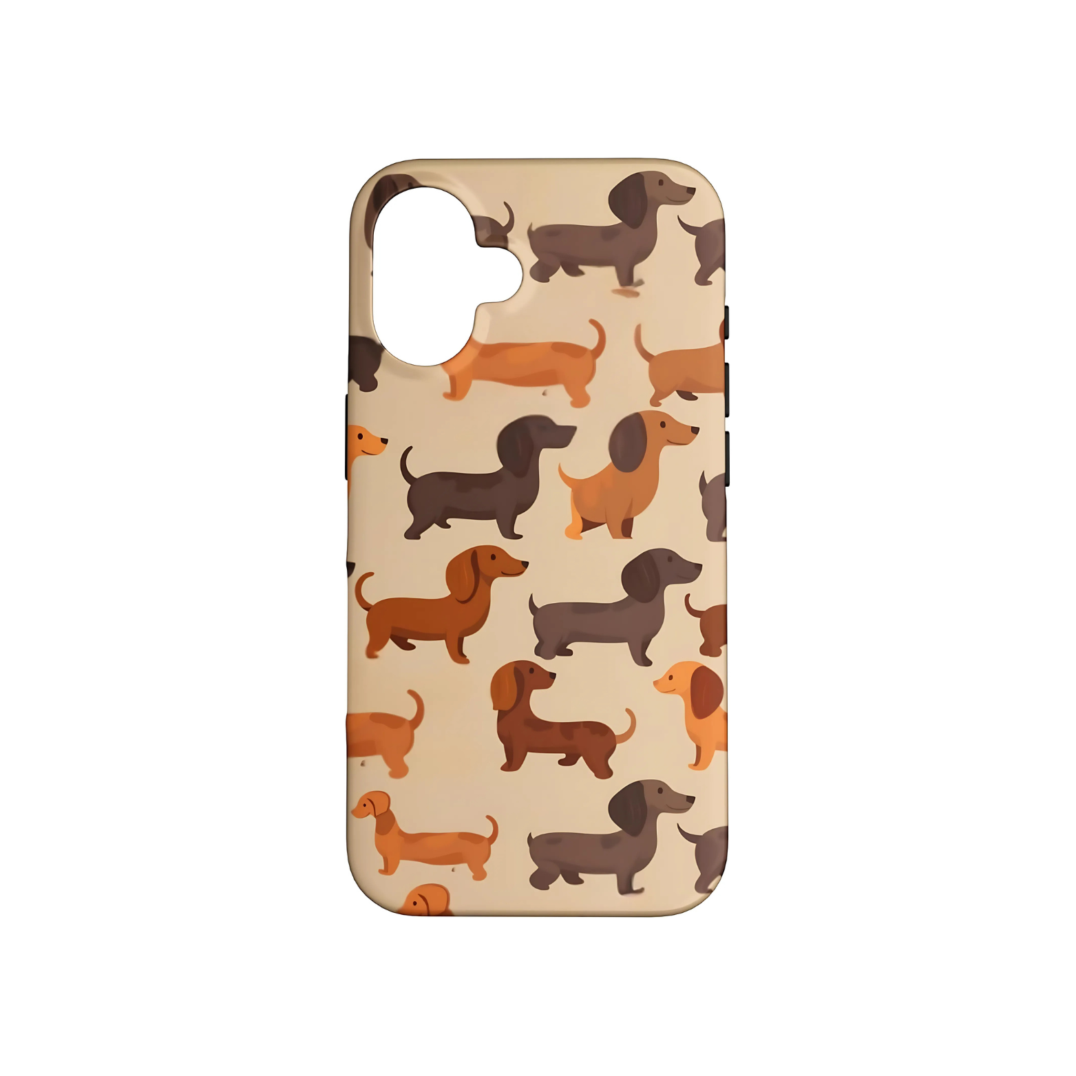 Funda para iPhone 16 con divertido diseño de perro salchicha 