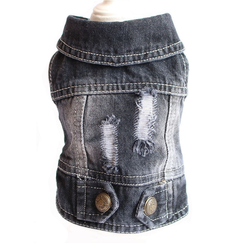 Black Summer Denim Dachshund Dog Vest Jacket